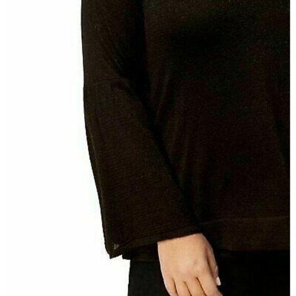 CALVIN KLEIN Black Metallic Sparkle Bell Sleeve Sweater 1X - Picture 2 of 3